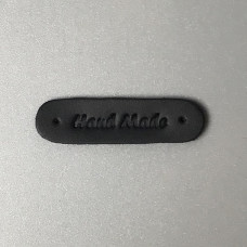 Black leather tag Hand made, 45×12 mm