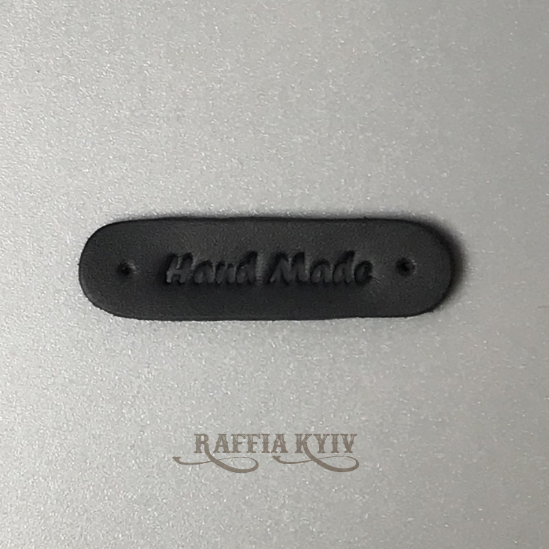 Black leather tag Hand made, 45×12 mm