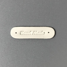 Ivory leather tag Hand made, 45×12 mm