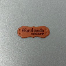 Рыжая бирка Hand made with love, 41×16 мм