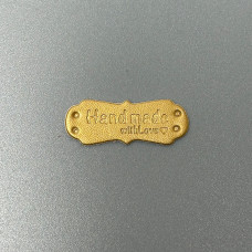 Gold tag Hand made with love, 41×16 mm