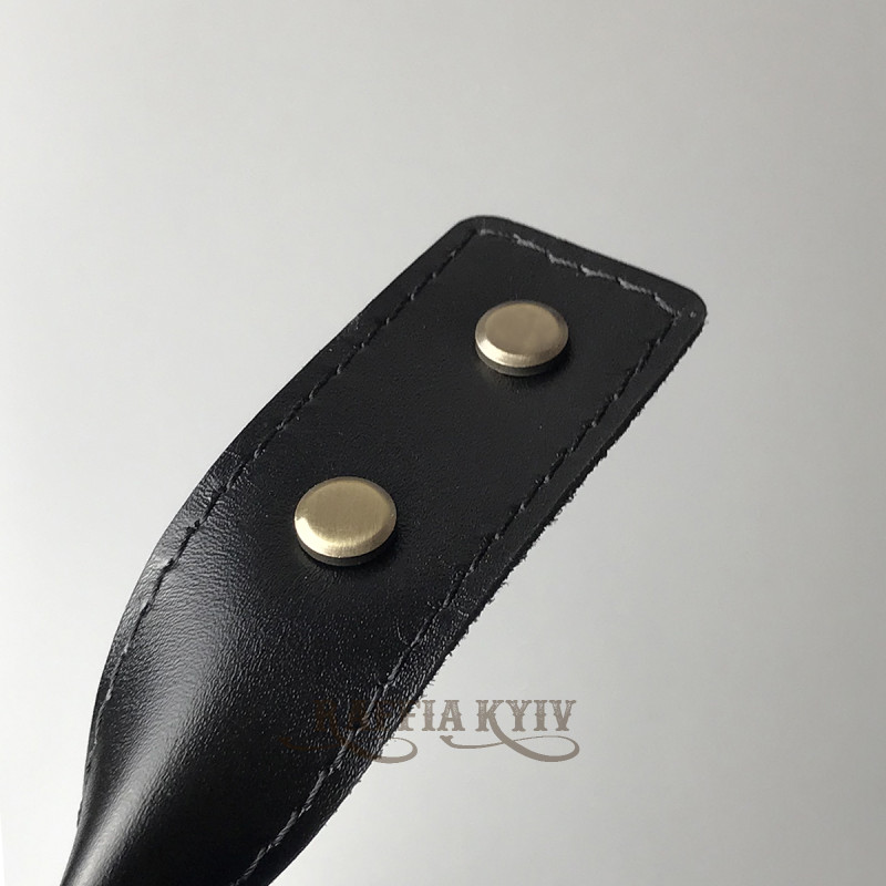 Black twisted leather handles with fixators for screws, 65×3 cm