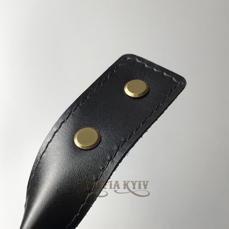 Black twisted leather handles with fixators for screws, 65×3 cm