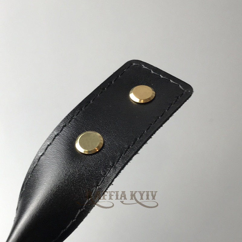 Black twisted leather handles with fixators for screws, 65×3 cm