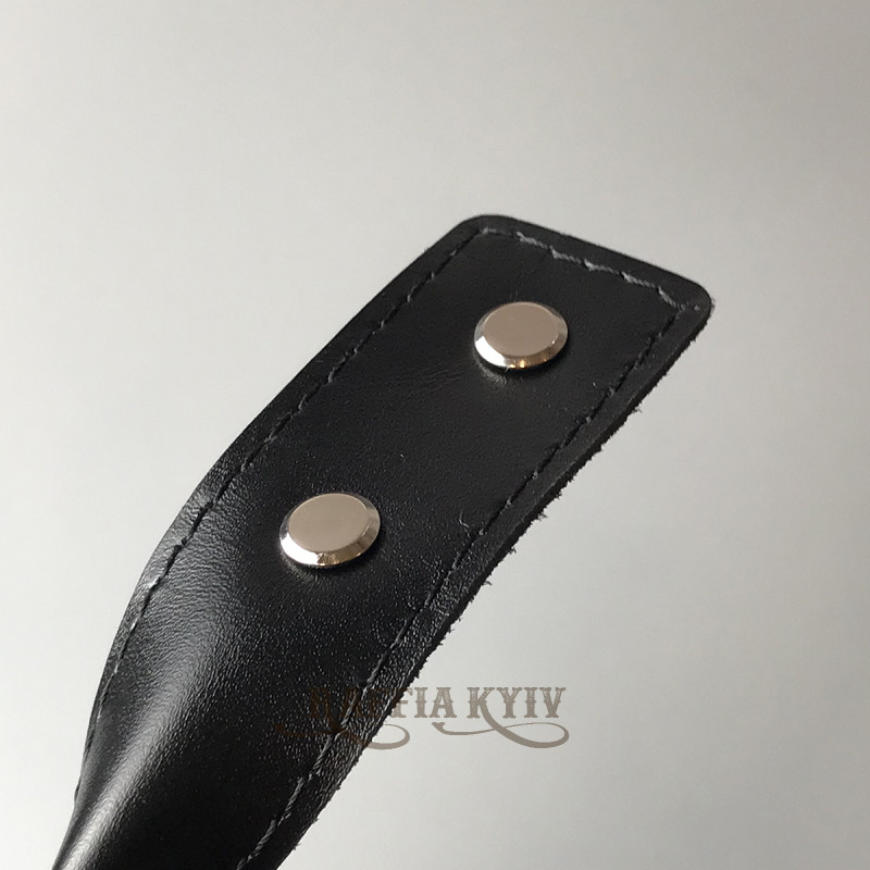 Black twisted leather handles with fixators for screws, 65×3 cm