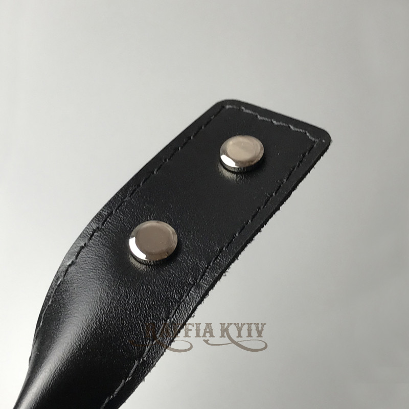 Black twisted leather handles with fixators for screws, 65×3 cm