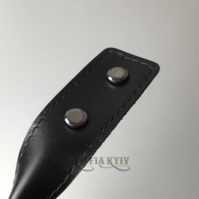 Black twisted leather handles with fixators for screws, 65×3 cm