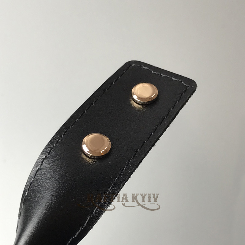 Black twisted leather handles with fixators for screws, 65×3 cm