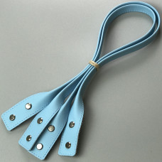 Blue twisted leather handles with fixators for screws, 65×3 cm