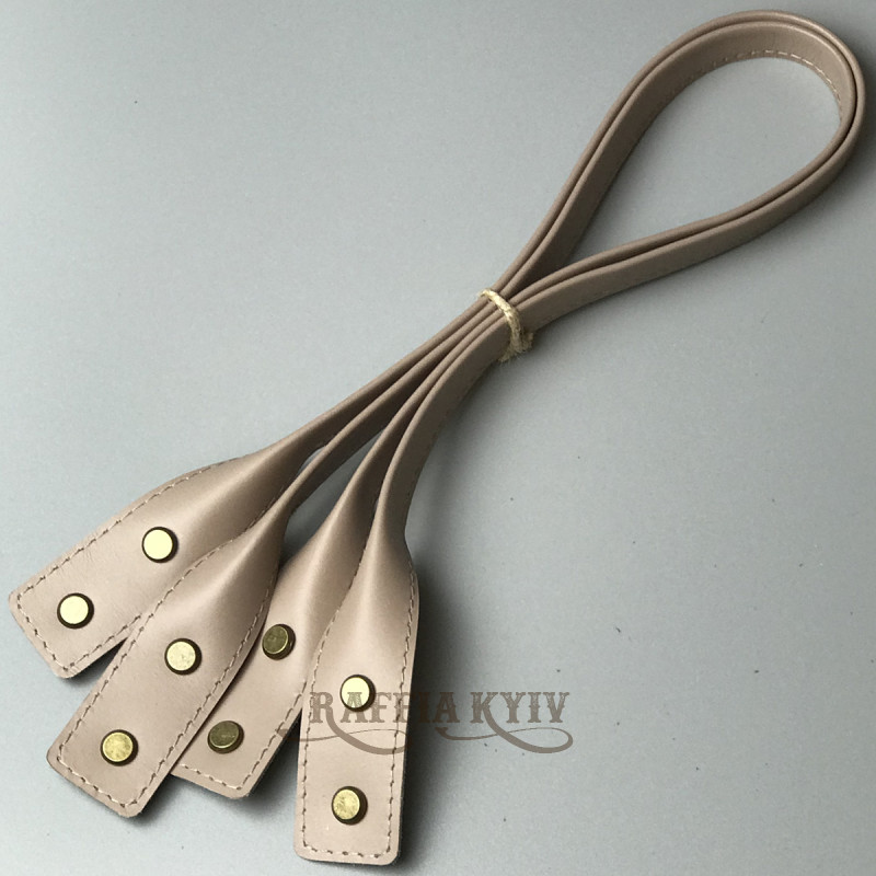 Latte twisted leather handles with fixators for screws, 65×3 cm