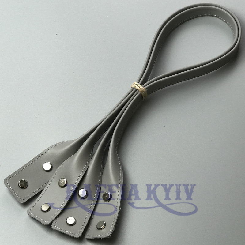 Light grey twisted leather handles with fixators for screws, 65×3 cm