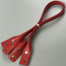 Red twisted leather handles with fixators for screws, 65×3 cm