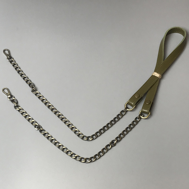 Оливка кожаный ремешок с цепочками, 120×1,5 см