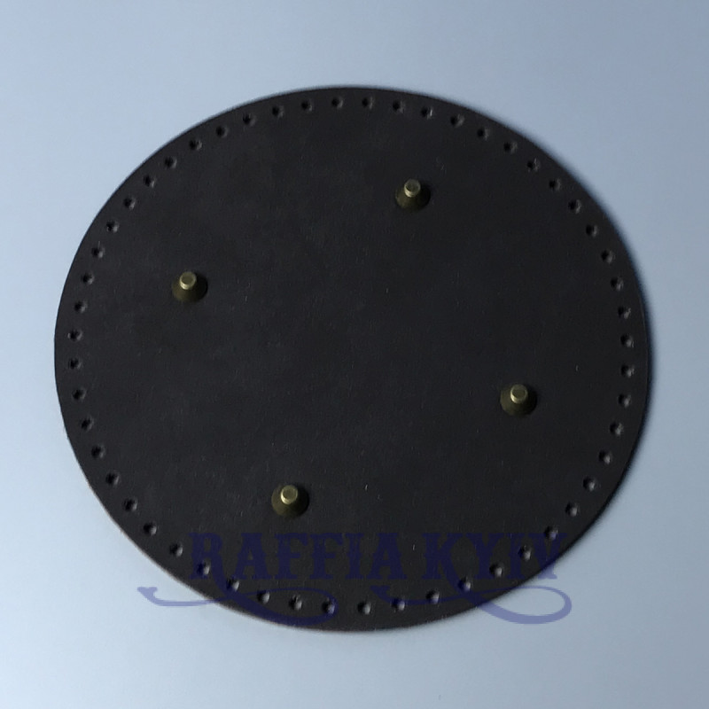 Коричневое круглое донышко из эко-кожи с пуклями антик, ø 20 см