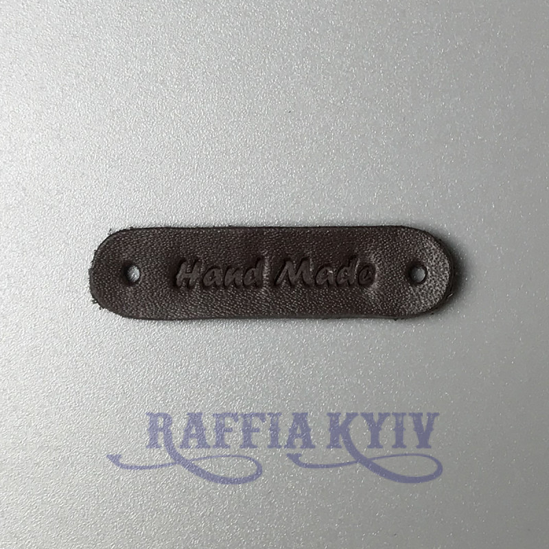 Chocolate leather tag Hand made, 45×12 mm