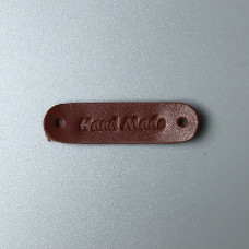 Cognac leather tag Hand made, 45×12 mm