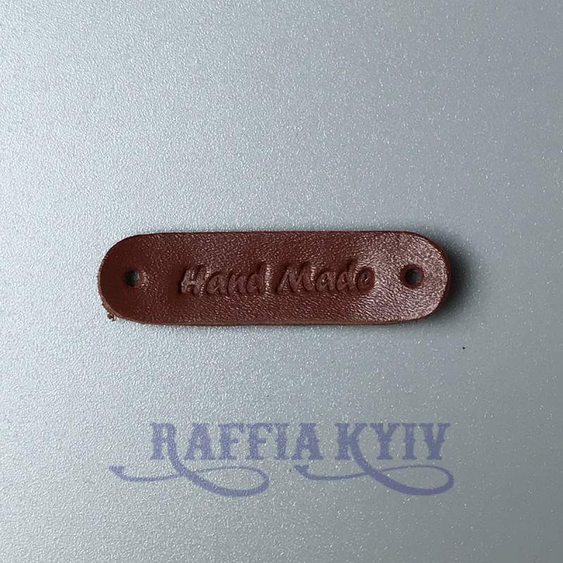 Cognac leather tag Hand made, 45×12 mm