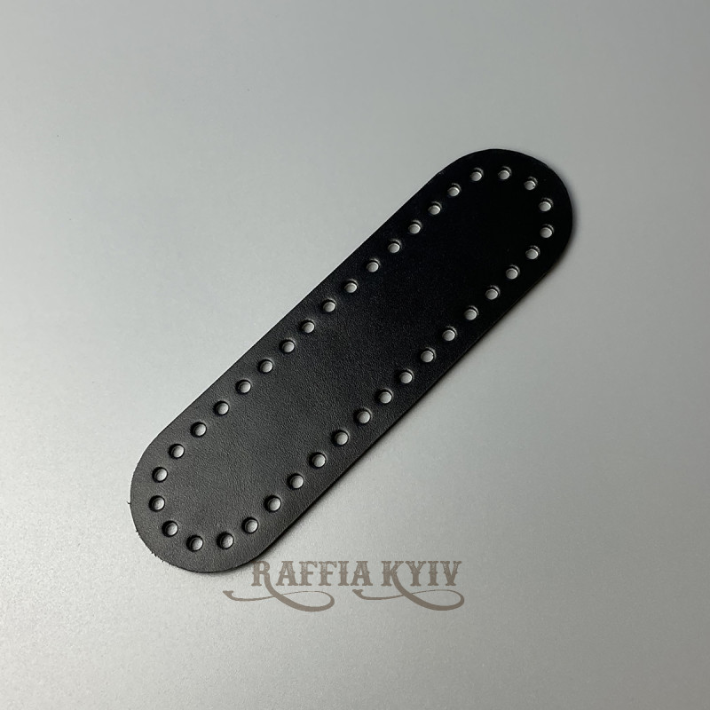 Black leather oval bottom, 18×5 cm