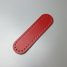 Red leather oval bottom, 18×5 cm