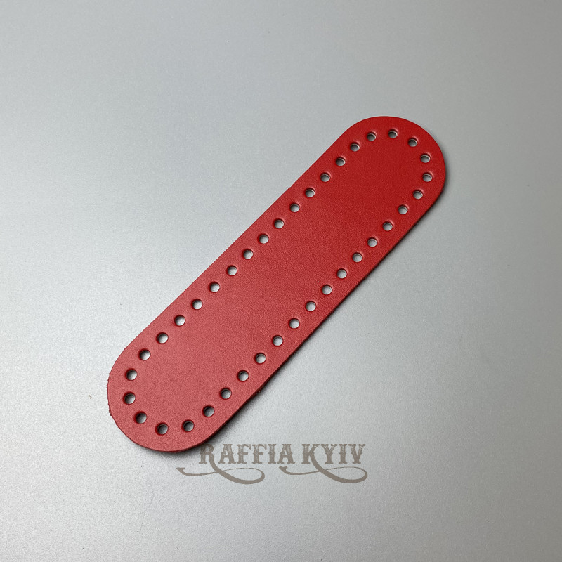 Red leather oval bottom, 18×5 cm