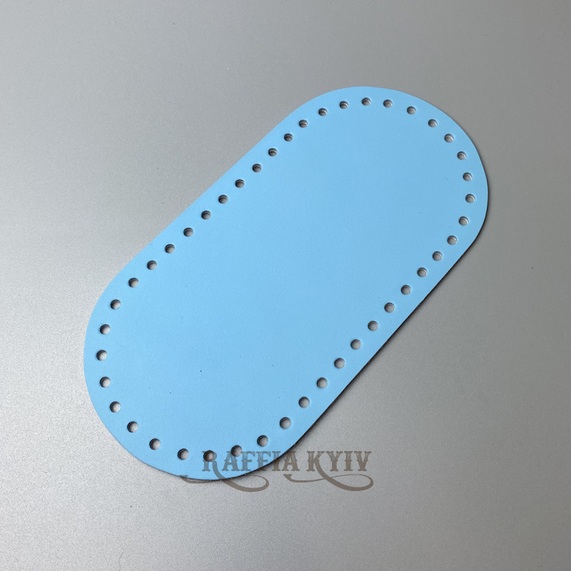 Blue leather oval bottom, 20×10 cm