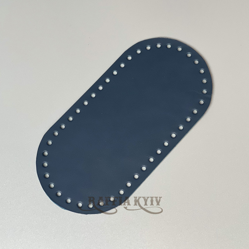 Jeans leather oval bottom, 20×10 cm