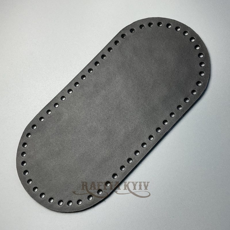 Black leather oval bottom, 25×12 cm