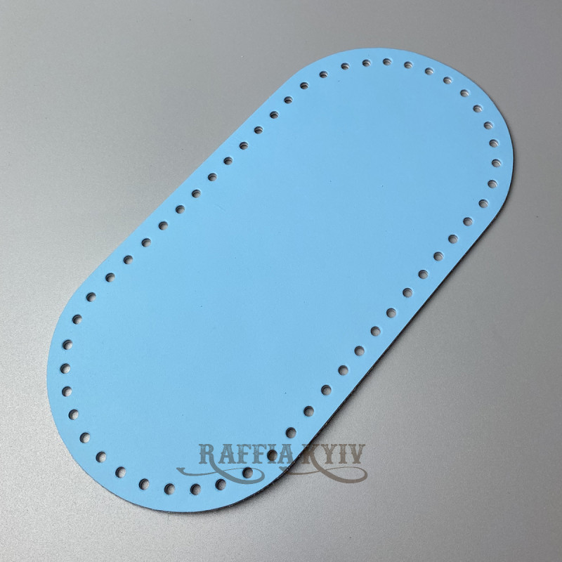 Blue leather oval bottom, 25×12 cm