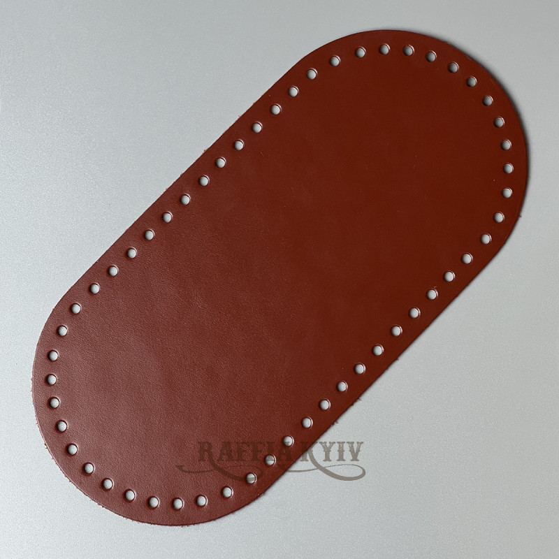 Cognac leather oval bottom, 25×12 cm