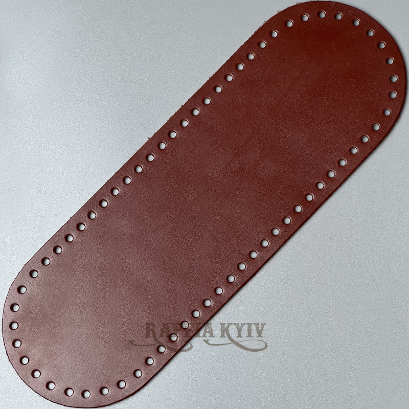 Cognac leather oval bottom, 30×10 cm