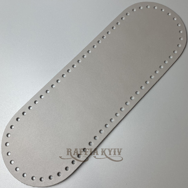 Light grey leather oval bottom, 30×10 cm