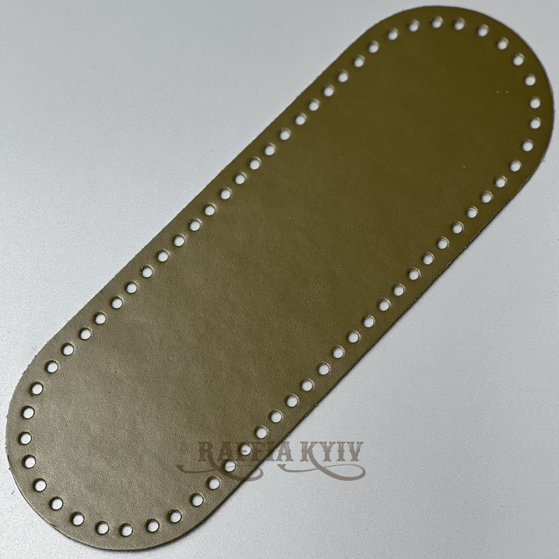 Olive leather oval bottom, 30×10 cm