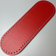 Red leather oval bottom, 30×10 cm