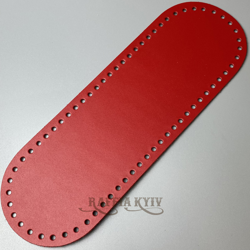 Red leather oval bottom, 30×10 cm