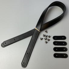 Чорні шкіряні ручки із фіксаторами під гвинти, 71×2 см