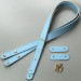 Blue leather handles with fixators for screws, 71×2 cm