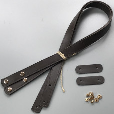 Chocolate leather handles with fixators for screws, 71×2 cm