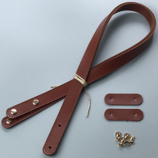 Cognac leather handles with fixators for screws, 71×2 cm