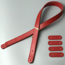Red leather handles with fixators for screws, 71×2 cm