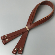 Cognac leather handles with bend on screws, 67×1.5 cm