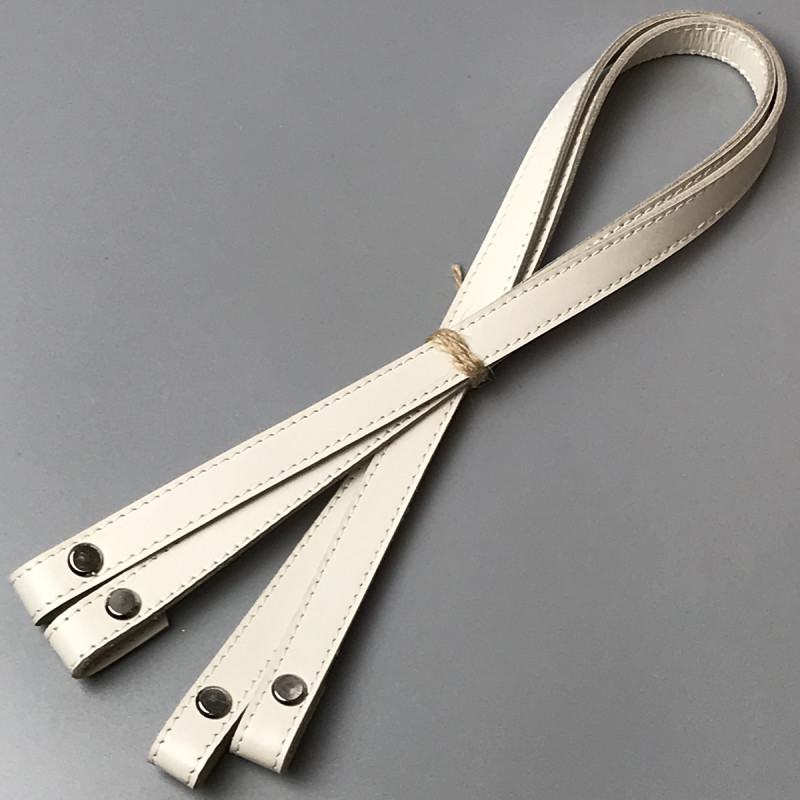 Ivory leather handles with bend on screws, 67×1.5 cm