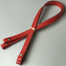 Red leather handles with bend on screws, 67×1.5 cm