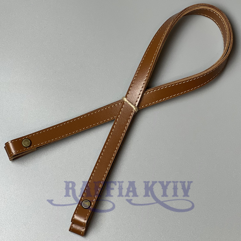 Tobacco leather handles with bend on screws, 67×1.5 cm