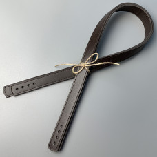 Chocolate sewn-on leather handles, 71×2 cm