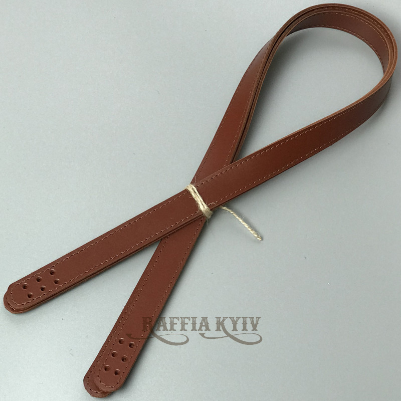 Cognac sewn-on leather handles, 71×2 cm