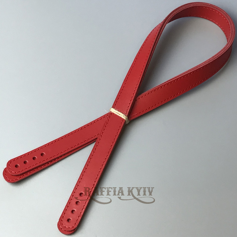 Red sewn-on leather handles, 71×2 cm