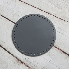 Dark grey leather round bottom, ø 16 cm