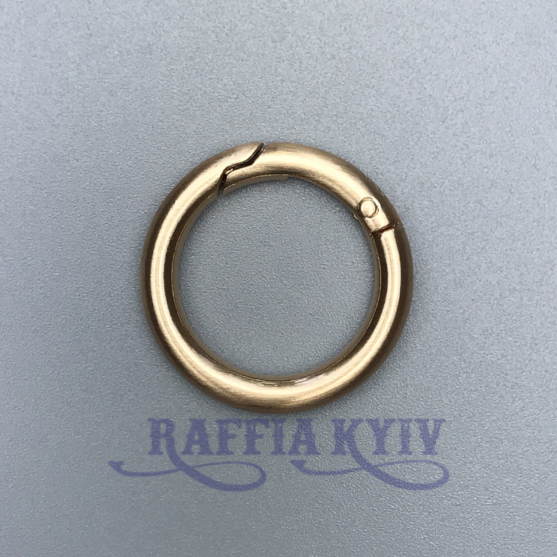Кольцо-карабин, матовое золото, ø25 мм