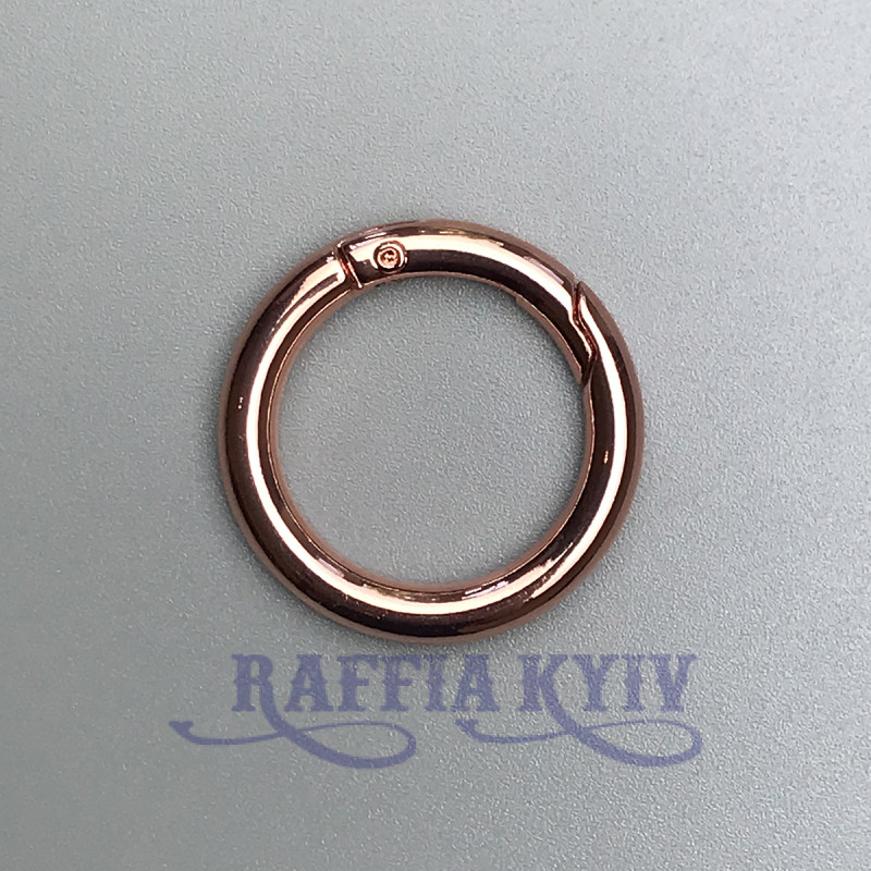 Кольцо-карабин, розовое золото, ø25 мм
