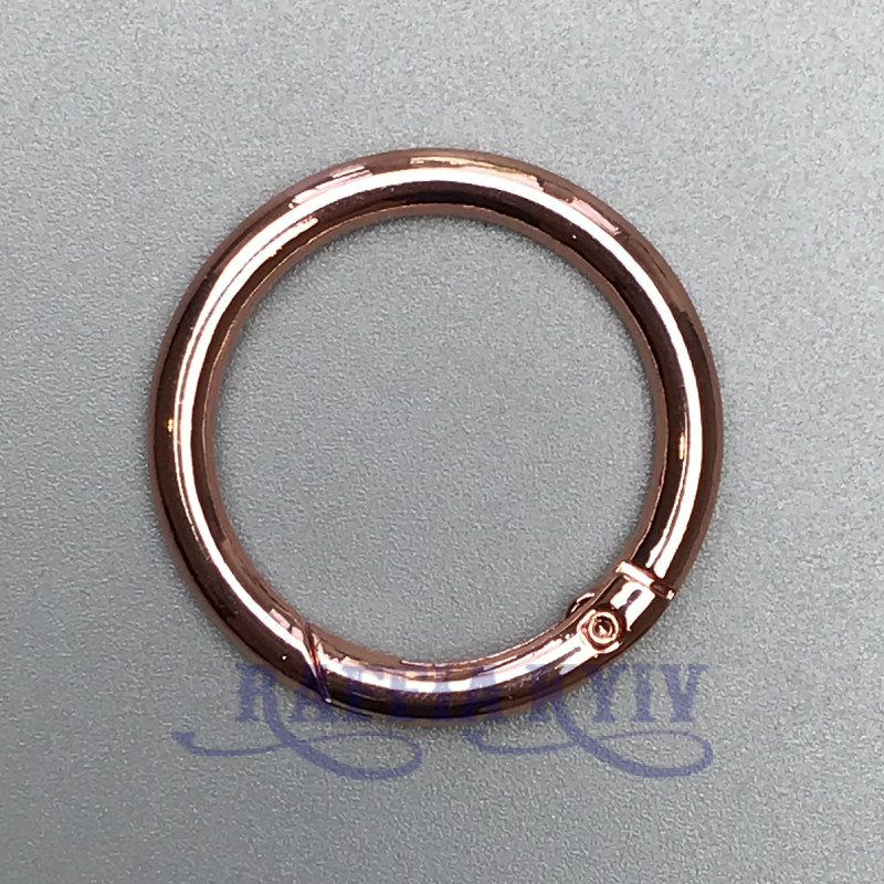 Кільце-карабін, рожеве золото, ø31 мм